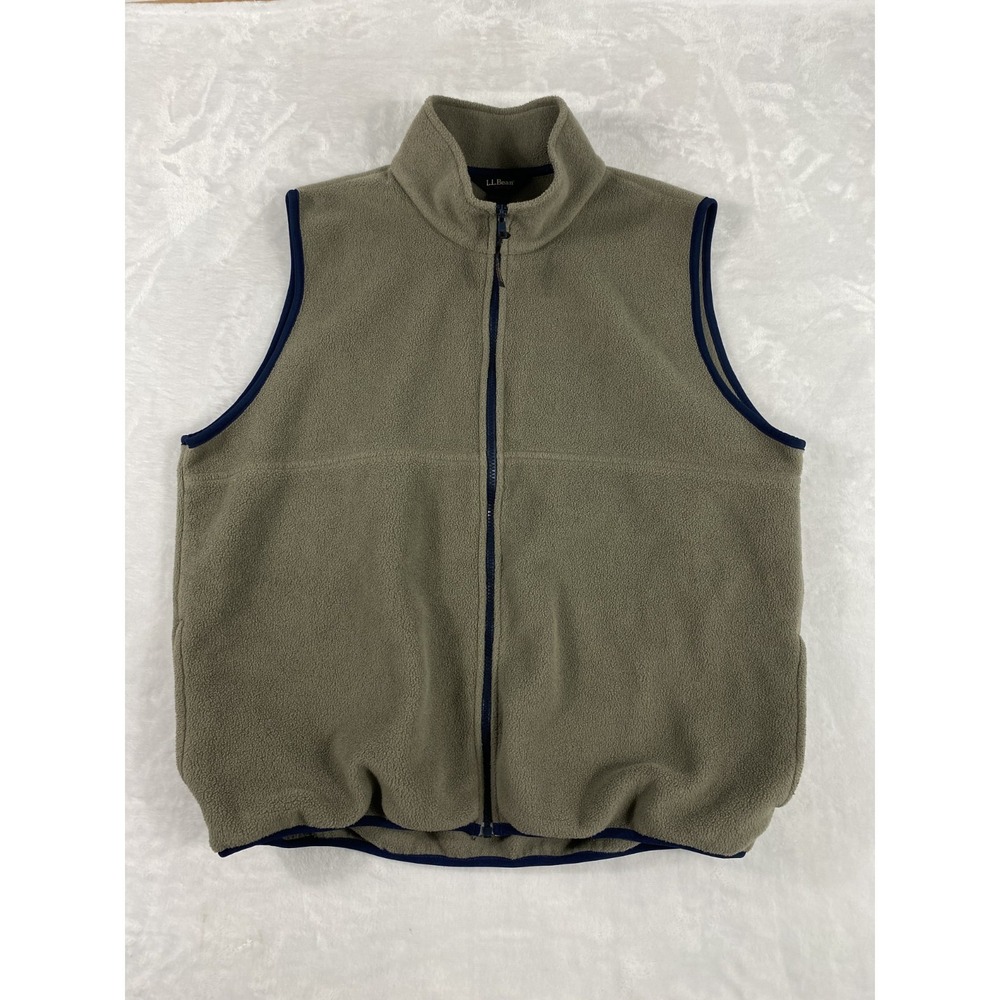 L.L. Bean Outdoors Fleece Vest Jacket Men's Sz Large Green Full‎ Zip